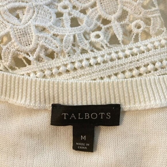 Talbots Lightweight Sweater Lace Elegant Timeless Old Money Grandma Core Boho M - Picture 4 of 5